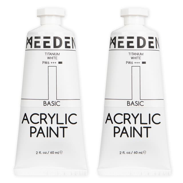 MEEDEN Titanweiße Acrylfarbe – schwere Acrylfarbe, Tuben, großes Wert, 2 x 60 ml 1 stück (2er Pack)