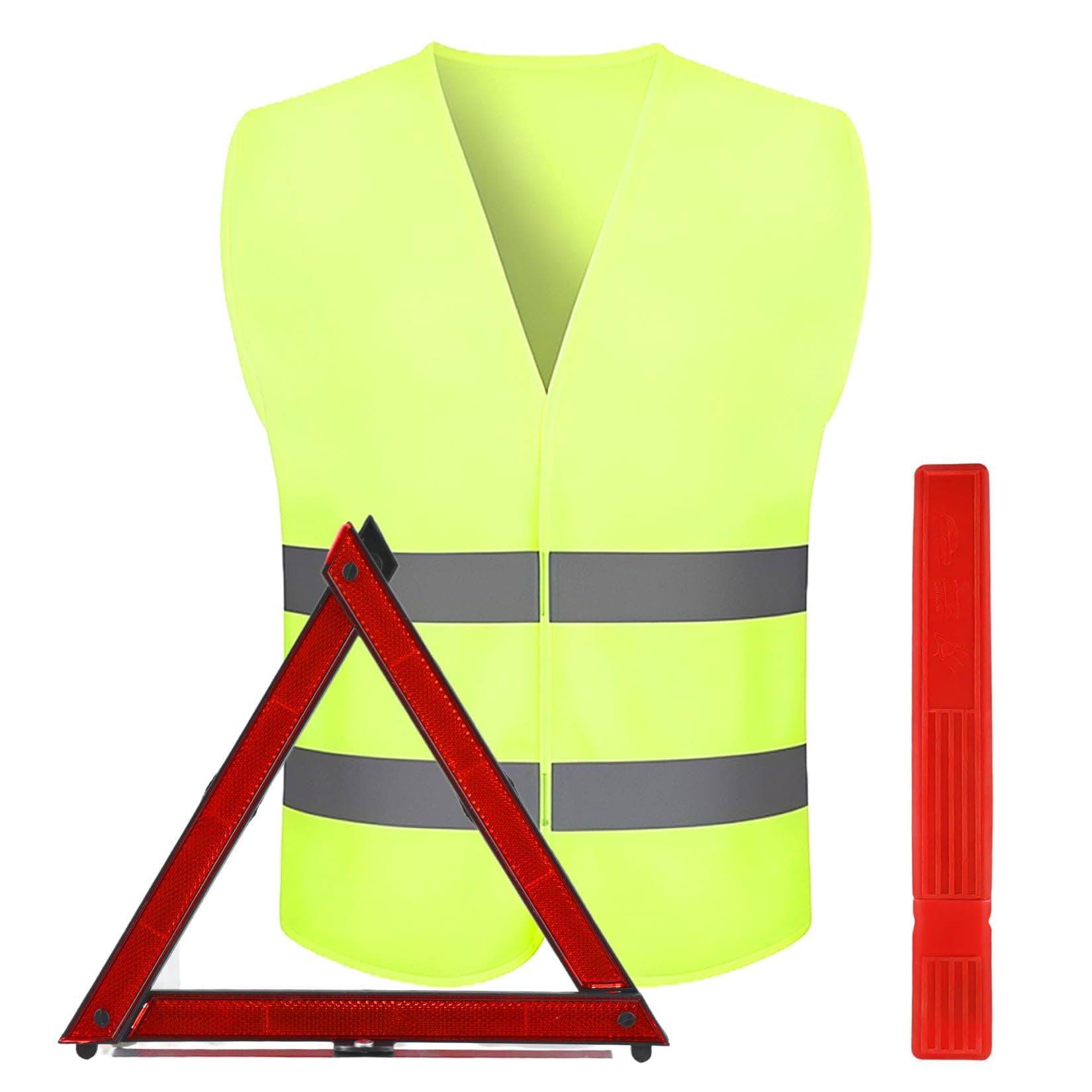 ZenHuaXinTon 2in1 Warndreieck Set für KFZ/Motorrad – Auto Warndreieck & Warnweste mit 360° Reflektion, Faltbares Pannendreieck in Kompakt-Tasche