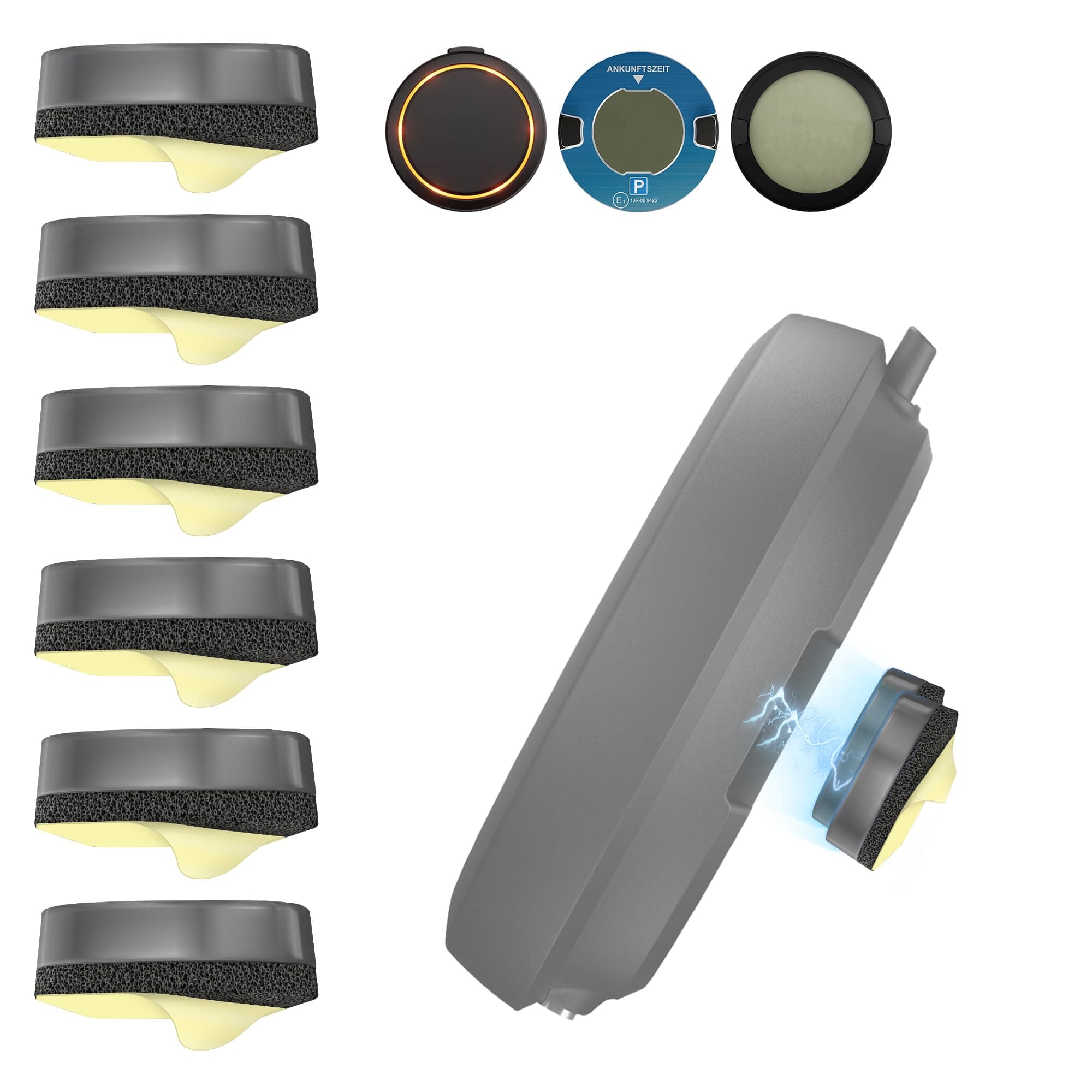 Ermorgen 6 Stücke Ersatz Metallplättchen Set kompatibel mit OOONO Parkscheibe 3/2 /1,OOONO CO-Driver 2 Halterung für OOONO Parkscheibe und Blitzerwarner, 3 Paar Klebepads mit Magnet