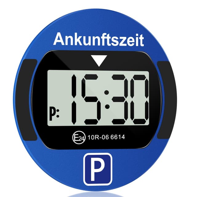 TEOV Elektronische Parkscheibe mit Zulassung KBA fürs Auto - Digitale Parkuhr mit Nachtmodus und Taktungseinstellung, Großer Bildschirm, präzise Zeitmessung, Rund. Blau oder Schwarz Rund - Blau