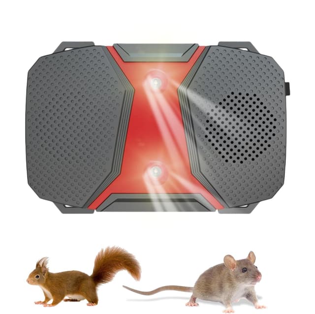 WUGEIN Ultraschall Marderschreck Batteriebetrieben für Auto 12V,Mäuseabwehr Unter der Motorhaube für Automotoren,LED Blitzlicht,batteriebetriebener Mäuseschreck für Keller, Dachböden, Garagen UVM.