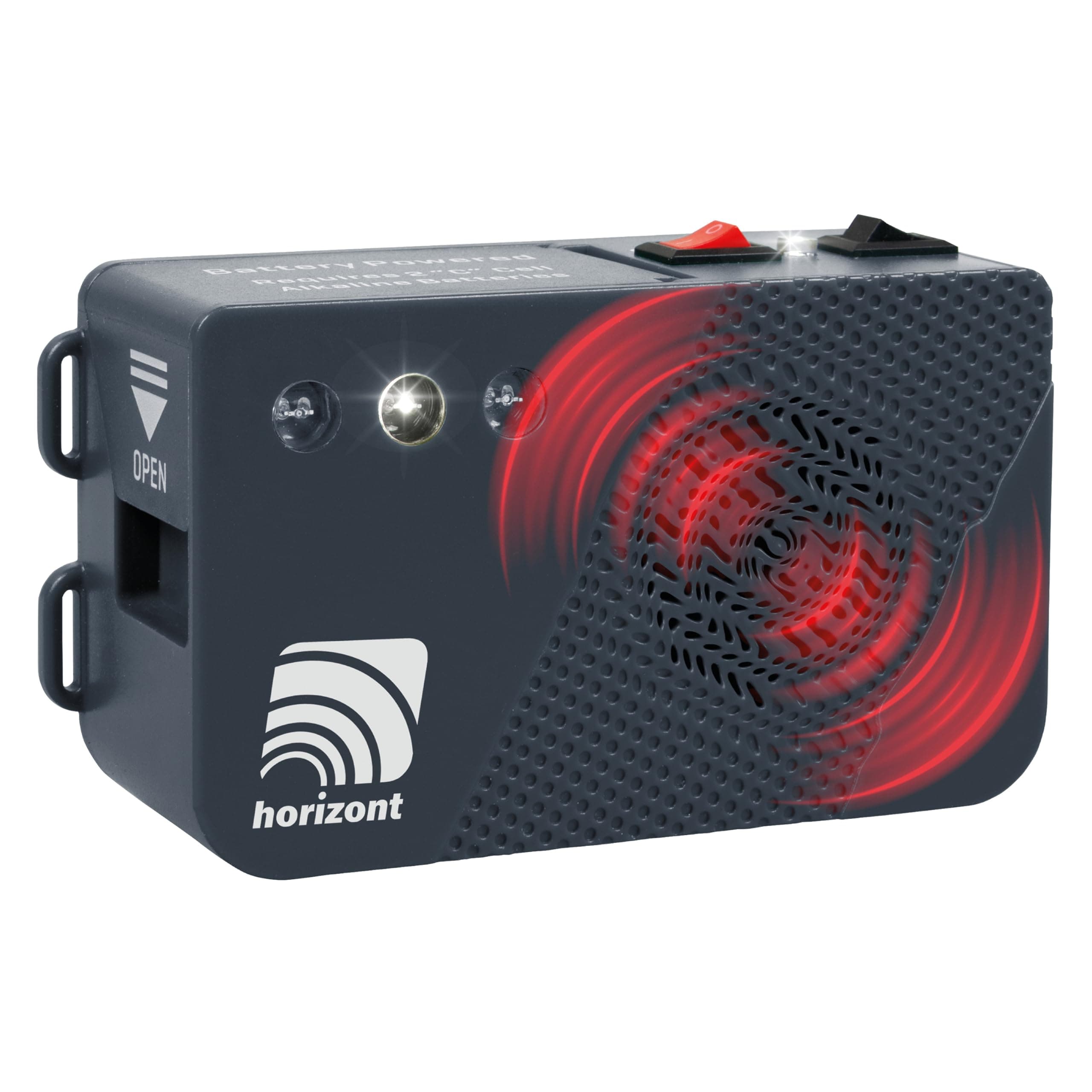 horizont Marderschreck Auto mit Stroboskoplicht – Marderabwehr für Auto, Dachboden, Haus, Garage - effiziente Alternative zu Tierabwehrspray, Marderspray - einstellbare Frequenzen, Batteriebetrieb