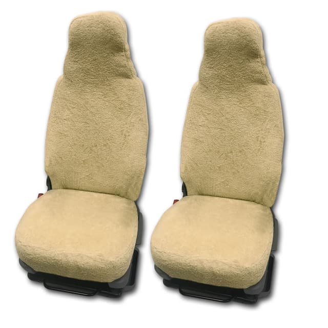 RAU - Universal Sitzbezüge für Pilotsitze und Wohnmobile - 2 Stück - 100% Frottee - Sand Beige - Sand