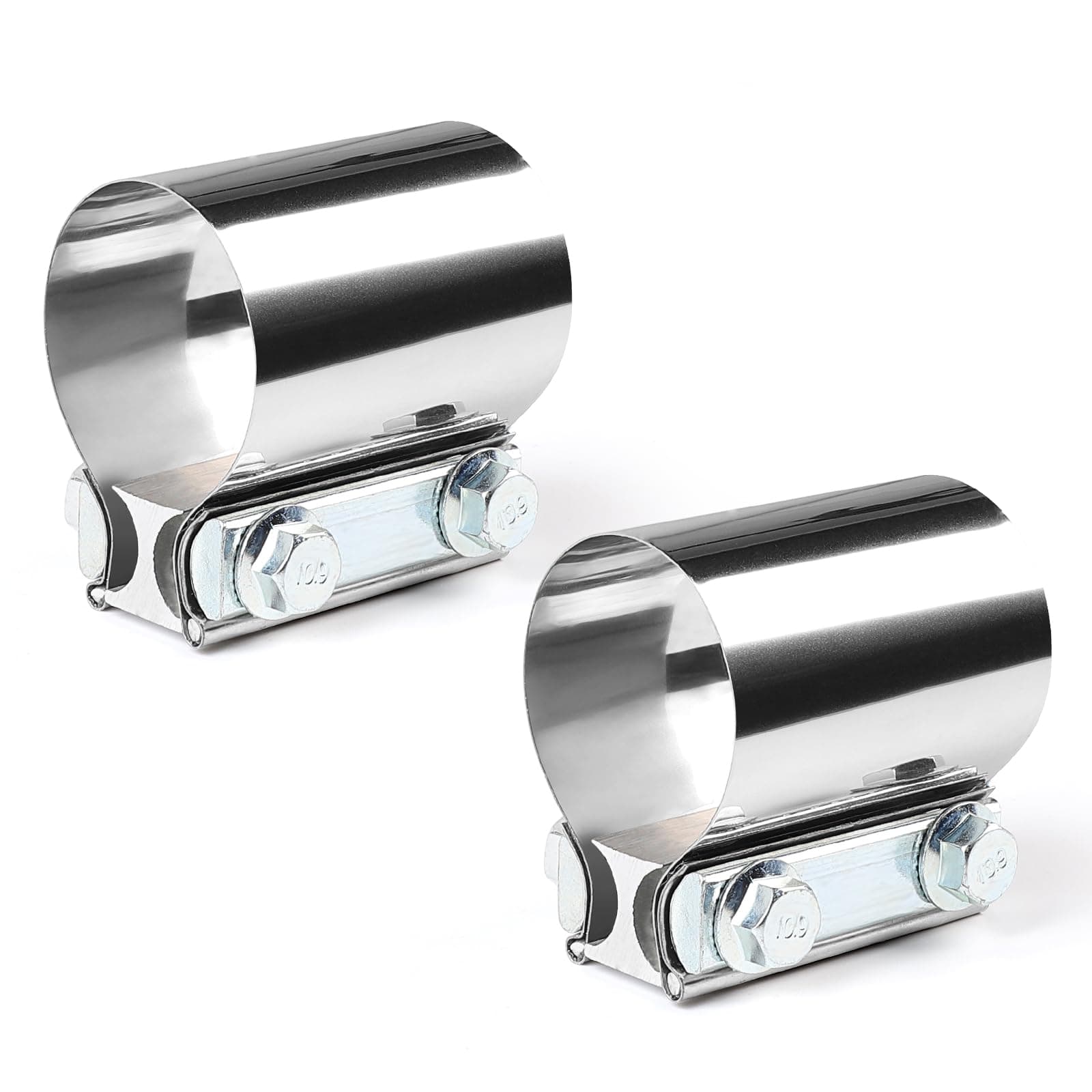 LALAGO Auspuffschelle, 2 Stück Edelstahl Rohrverbinder, Auspuff Schellen Klemmen mit Doppelschelle, Universal Korrosionsbeständig Auspuffrohrklemme für Auspuffrohr (Ø 45mm / L: 76,2mm)