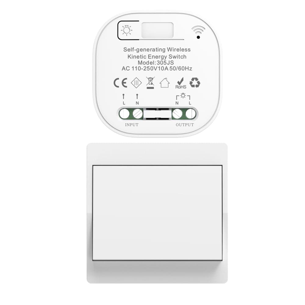 Cerhot funk lichtschalt funkschalt 230v funk lichtschalter ohne batterie set lichtschalter funk wireless light switch funkschalter batterielos funktaster funk-wandschalter für lichter (EU 1Gang 1V1 a) EU 1Gang+1Receiver a