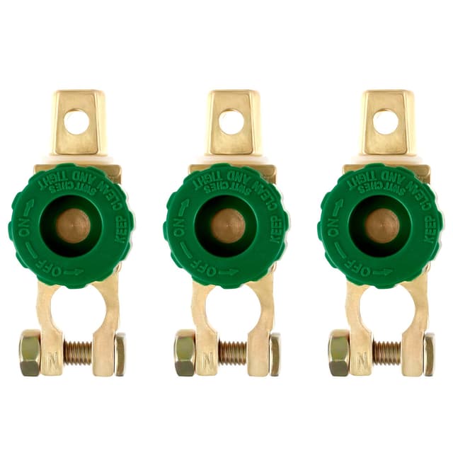 3 Stück Batterieschalter Hauptstromschalter Unterbrecher Polklemme Batterie Trenner Batterieklemme Batterieadapter Trenner aus Messing für Automobil Auto Truck Schiff Fahrzeuge(6-24 V)