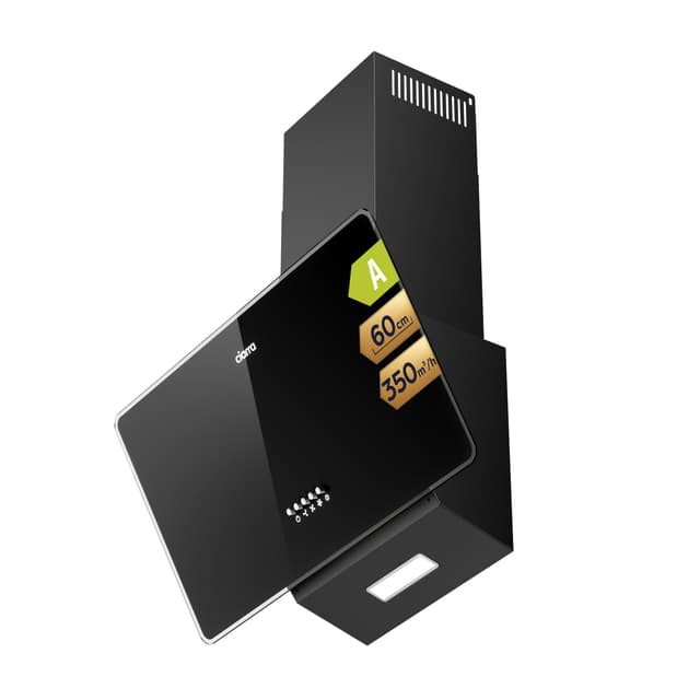 CIARRA CBCB6750 Dunstabzugshaube 60cm Umluft Kopffreie Schräghaube 350m³/h Abluft 3 Stufen Wandmontage Abzugshaube Schwarz Tiefschwarz