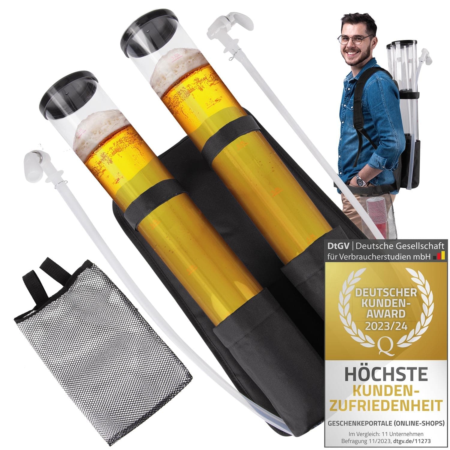 GOODS+GADGETS Der Kulthit - Duo Bierrucksack Doppel Bier Rucksack Biergiraffe Getränkerucksack 2 x 3 Liter Kapazität Bierrucksack 6 Liter