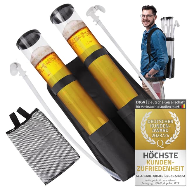 GOODS+GADGETS Der Kulthit - Duo Bierrucksack Doppel Bier Rucksack Biergiraffe Getränkerucksack 2 x 3 Liter Kapazität Bierrucksack 6 Liter