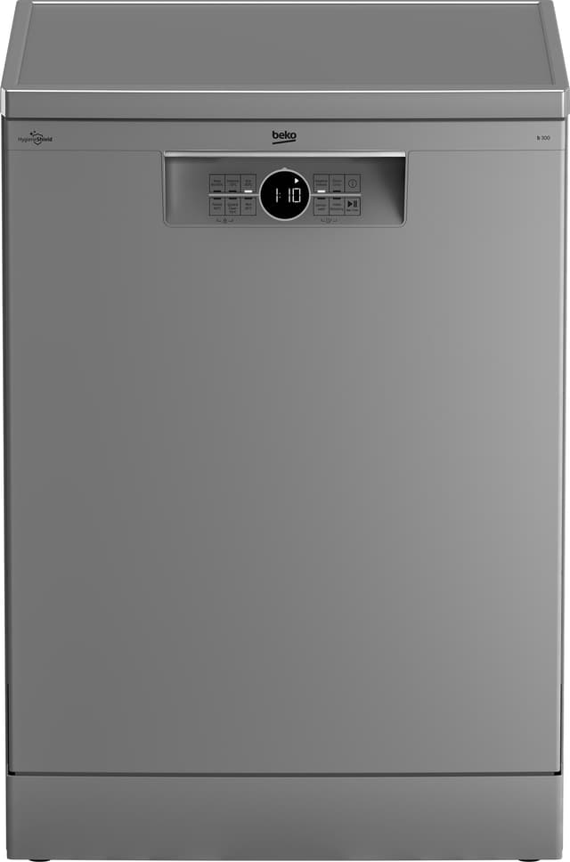 Beko BDFN26430S Geschirrspüler 60 cm, freistehend, unterbaufähig, für 14 Maßgedecke, 6 Programm, 4 Zusatzfunktionen, 3 Spülebenen, HygieneIntense, SelfDry, Programm für Halbe Beladung, Silber Energieklasse D Nachfolger Silber