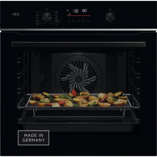 AEG Wifi Einbaubackofen, Serie 6 LED-Touchdisplay, Made in Germany, Pyrolyse Selbstreinigung, Kerntemperatursensor: Für Punktgenaues Garen, AirFry, 45 Automatikprogramme, Schwarz, TS6PB50WAB 6er | LED-Display | ohne Dampf | AirFry Modell 2024