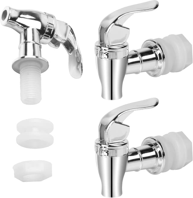 2 Stück Getränkespender Zapfhahn,Edelstahl Getränkehähne Ersatzzapfhahn,Wasserspender Ersatz Wasserhahn,Ersatzzapfen Wein Bier Saft Trinkbrunnen,für kalte heiße Getränke Dispenser Faucet(Silber)