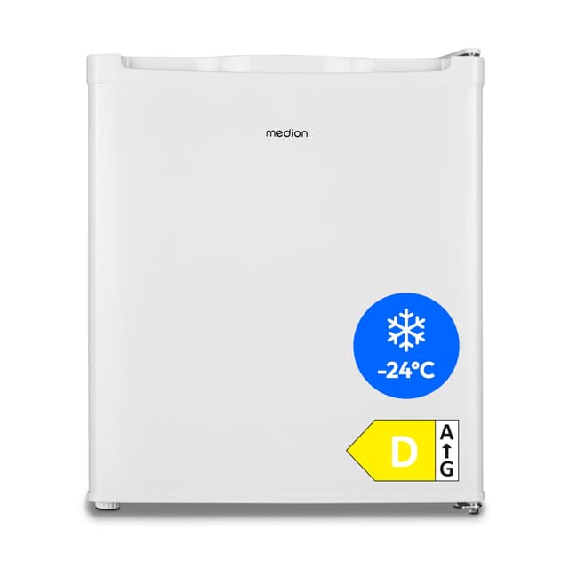 MEDION Mini Gefrierschrank (33 Liter Nutzinhalt, 51cm hoch, höhenverstellbare Füße, Griffmulde, manuelle Temperatureinstellung, Stern-Einstufung 4 Sterne, MD37675) Weiß