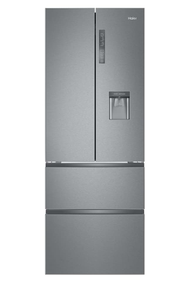 Haier B3FE742CMJW Kühl-Gefrierkombination/French Door / 70 cm Breite / 458 Liter/Wasserspender/Total No Frost/MyZone Pro/Humidity Zone/ABT, Edelstahllook Serie 5 mit Wasserspender