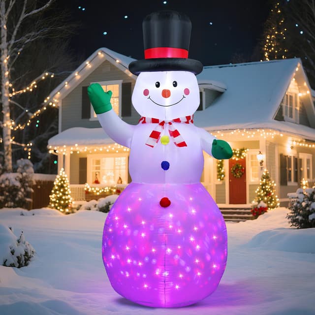 Vintoney 6FT/183cm aufblasbare Weihnachtsdeko Schneemann mit LED Lichtern, aussen außen Frosty beleuchtet weinachtsdekorationen Figur für Weihnachten Outdoor draußen Garten Yard(Hallo Schneemann) Schneemann-6ft