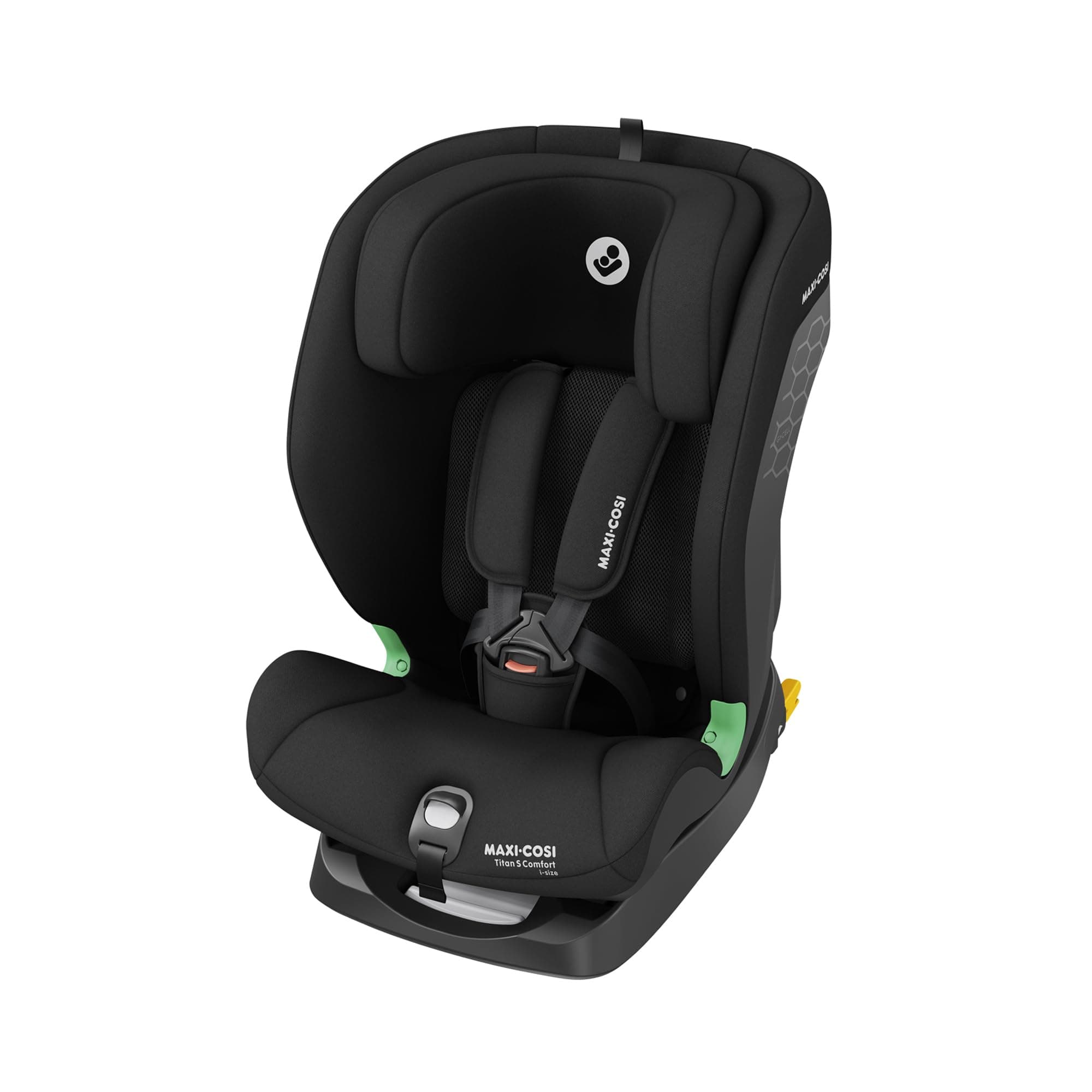 Maxi-Cosi Titan S Comfort i-Size, atmungsaktive Komfortstoffe, mitwachsender Kindersitz, 15 Monate–12 Jahre (76–150 cm), ISOFIX Kindersitz Auto, 5 Sitzposition & 13 Kopfstützenstufen, Authentic Black TItan S Comfort Authentic Black