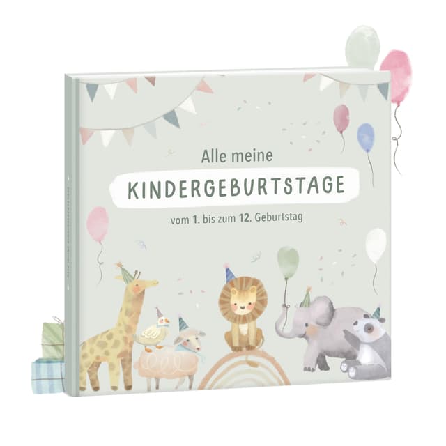 Mintkind Fotoalbum Kinder Salbei – Erinnerungsbuch Kindergeburtstag mit Ausfüllseiten – Erinnerungsalbum 1 bis 12 Jahre – Geschenk zur Geburt für Jungen & Mädchen