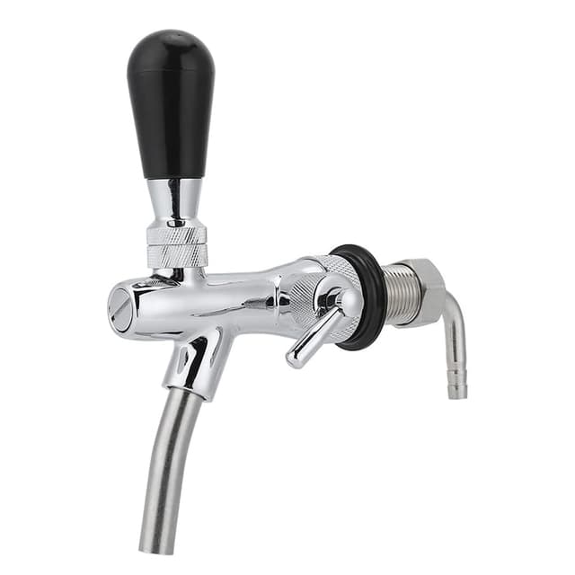 Kadryxon Einstellbare Bierhahn Wasserhahn Edelstahl Fassbier Wasserhahn Durchflussregler Verchromung Schaft, G5/8 Gewinde Einstellbarer Bier Zapfhahn für Home Bar Restaurants