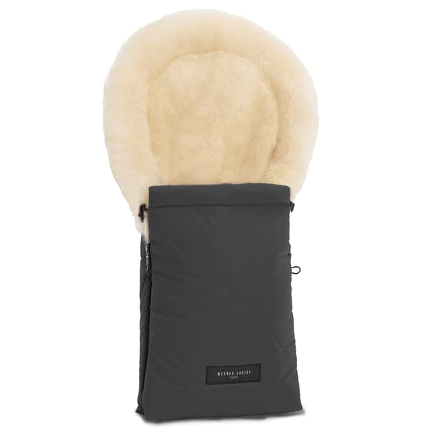WERNER CHRIST BABY, Lammfell-Fußsack OSLO für Babywanne – Winterfußsack aus medizinischem Fell (ab 0 bis 6 Monate) für Tragetasche, Babyschale, Kinderwagen, in Stone (grau)