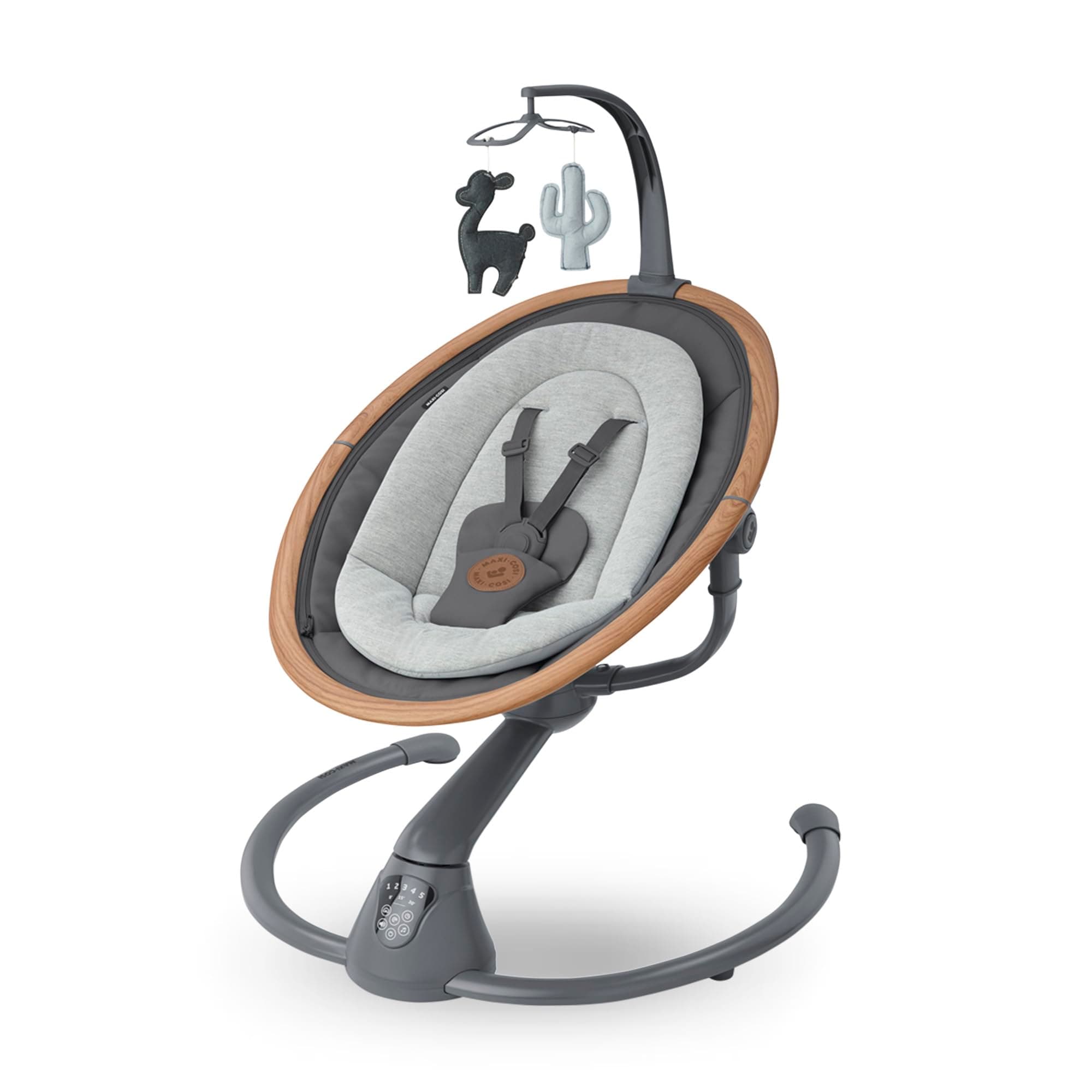 Maxi-Cosi Cassia Babywippe Elektrisch, 0–6 Monate, max. 9 kg, Babyschaukel Elektrisch, 12 Melodien, 360°-Sitzdrehung, automatische Bewegungserkennung, 5 Geschwindigkeiten, Essential Graphite Cassia Essential Graphite