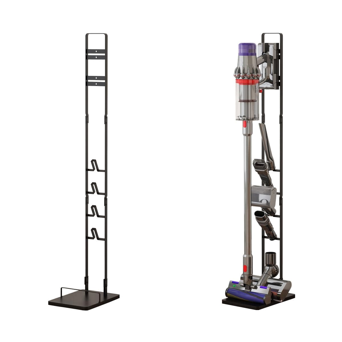 Foho Ständer Kompatibel für Dyson V15s V15 V11 V10 V8 V7 V6, Halterung, Bodenständer, Zubehörhalter Speichern und Organisieren, Kein Bohren schwarz
