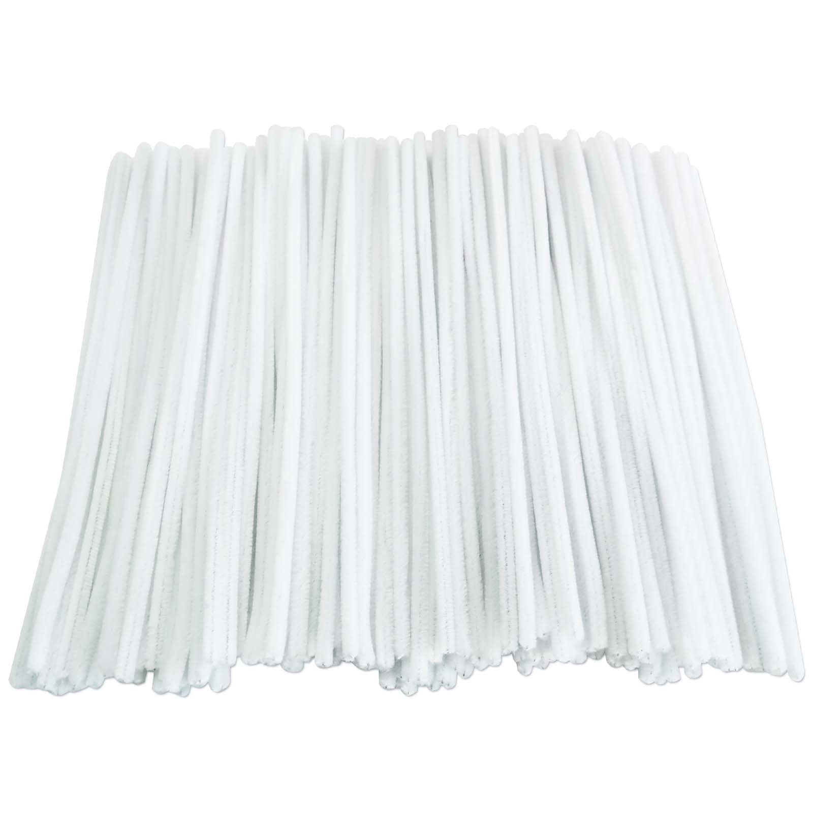 FANGZIDM 200 Stück Pfeifenreiniger Weiß 300x6mm, Pfeifenputzer zum Basteln Kreative DIY Weihnachtsbaum Blumen Tier Dekorationen