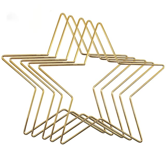 Pack of 5 Metal Ring Star, Star Wreath Frame, Star Macrame Ring Metal Rings, for DIY Crafts Dream Catcher Wreath Wedding Decor (Gold, Fünfzackiger Stern(200MM*5)) Fünfzackiger Stern(200MM*5) Gold