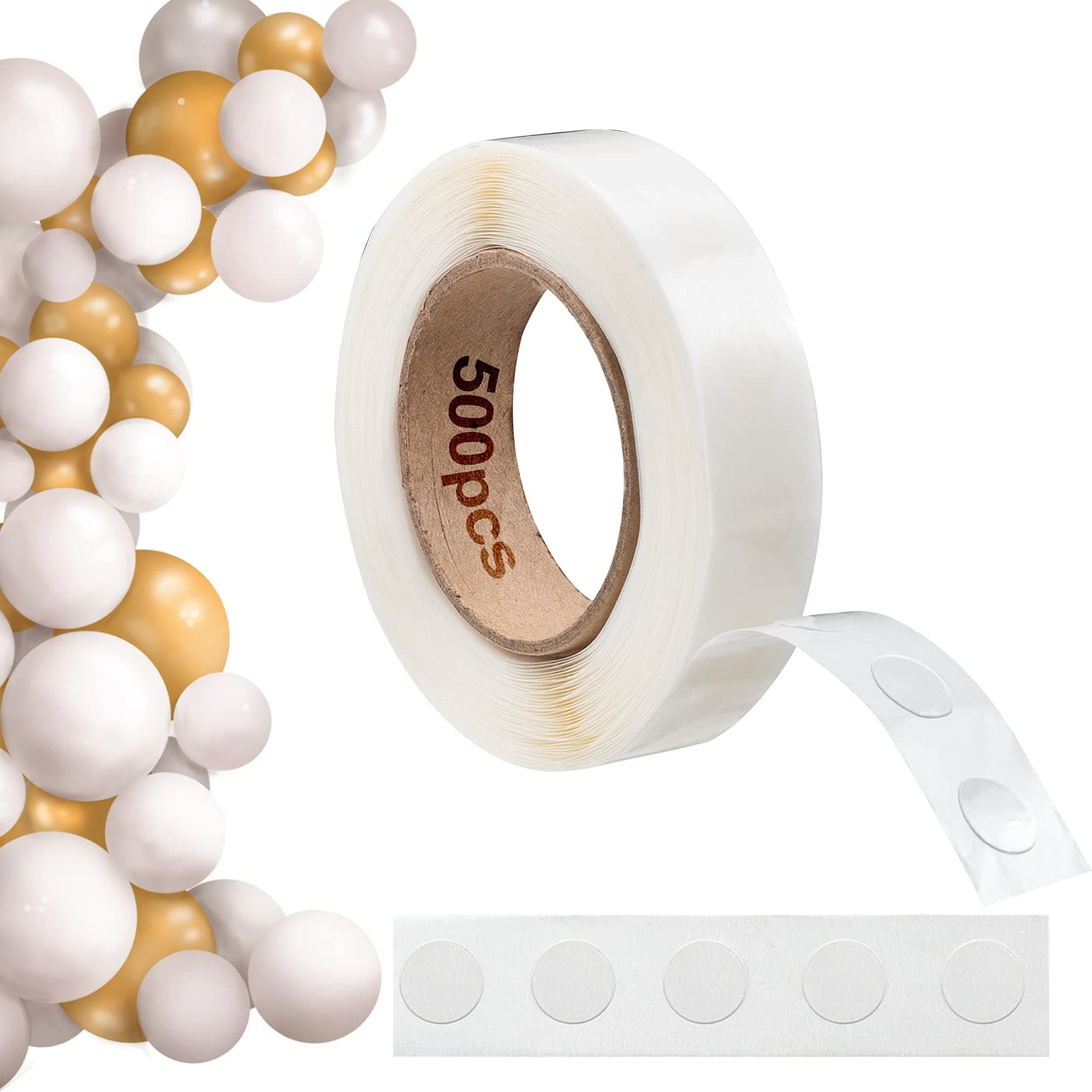 Esoahour 500 Stück (1 Rolle) Doppelseitig Klebepunkte Transparent für Luftballons, Entfernbares Ballon Klebeband Klebe punkte für Hochzeit, Geburtstag, Party Dekorationen, DIY Scrapbooking, Handwerk