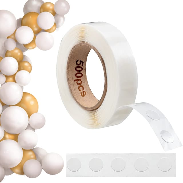 Esoahour 500 Stück (1 Rolle) Doppelseitig Klebepunkte Transparent für Luftballons, Entfernbares Ballon Klebeband Klebe punkte für Hochzeit, Geburtstag, Party Dekorationen, DIY Scrapbooking, Handwerk