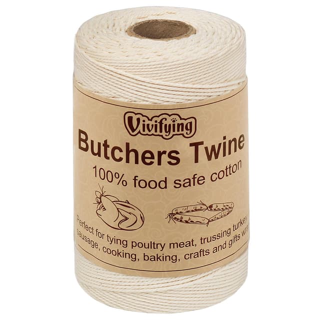 Vivifying 200m Bäcker Bindfäden, 3-lagig Baumwoll-Garn für die Küche, lebensmittelunbedenklich. Ideal zum Verschnüren, geeignet für Geflügel, Würstchen, Heimarbeiten, Basteln und Dekorieren