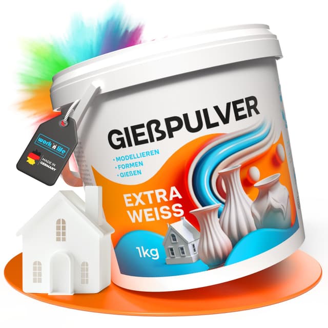 Gießpulver Extra Weiß 3,0kg - Premium Gips zum Gießen - Reliefgießpulver weiß aus hochwertigem Alabaster Gips - Vielseitig einsetzbare Gießmasse für Silikonformen zum Gießen (Extra Weiß 3,0kg)