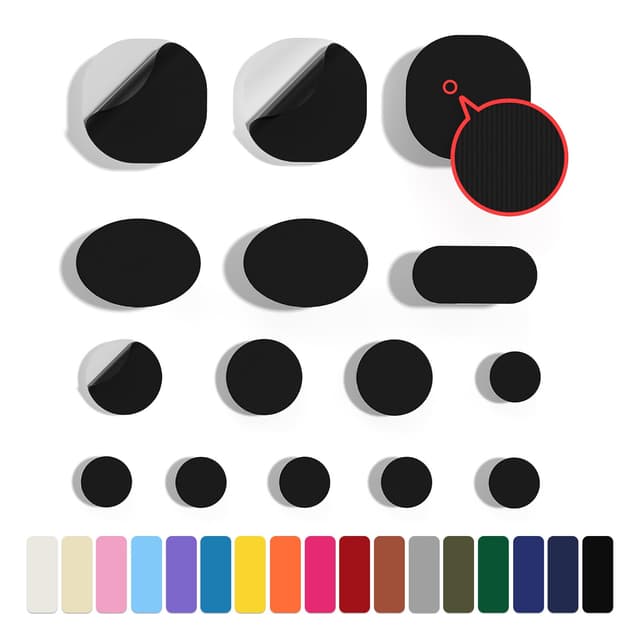 Skystuff Daunenjacken-Flicken aus Nylon, 45 Stück, Reparatur-Klebeband, selbstklebende Reparaturflicken für Jacken, Zelte, Oberbekleidung, rund und oval, schwarz Pre-cut-Black