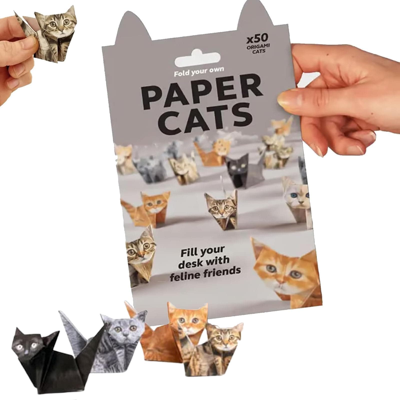 DIY Papier Katzen Origami Kit,50 Blätter 3D Katze/Hund/Dinosaurier Origami Papier Handwerk Kit,Tier Schreibtisch Dekor,Handgefertigte Papierkraft Kit Dekoration (Katzen)