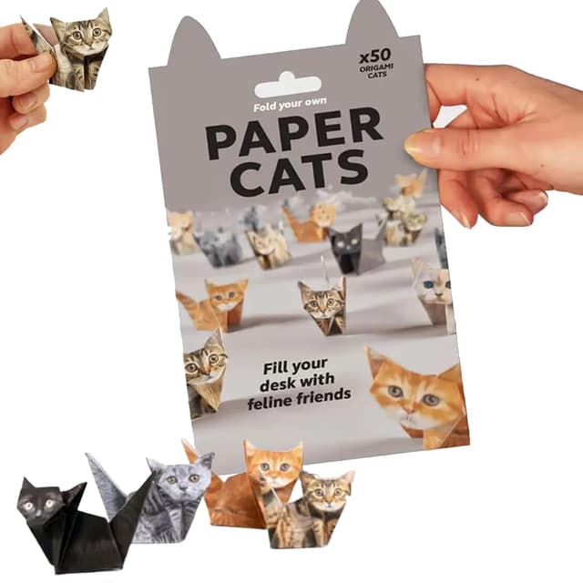 DIY Papier Katzen Origami Kit,50 Blätter 3D Katze/Hund/Dinosaurier Origami Papier Handwerk Kit,Tier Schreibtisch Dekor,Handgefertigte Papierkraft Kit Dekoration (Katzen)