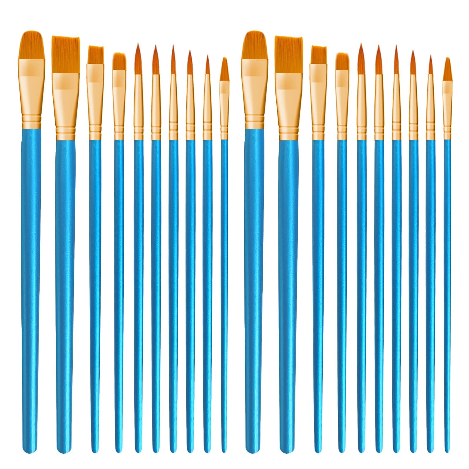 CNMTCCO Pinsel Set, 20Stück Hochwertige Pinsel mit Holzgriffen, Premium Nylon Acrylfarben Pinselset, Ölfarben Malerei Brush Set für Künstler, Kinder und Erwachsene (Blau)