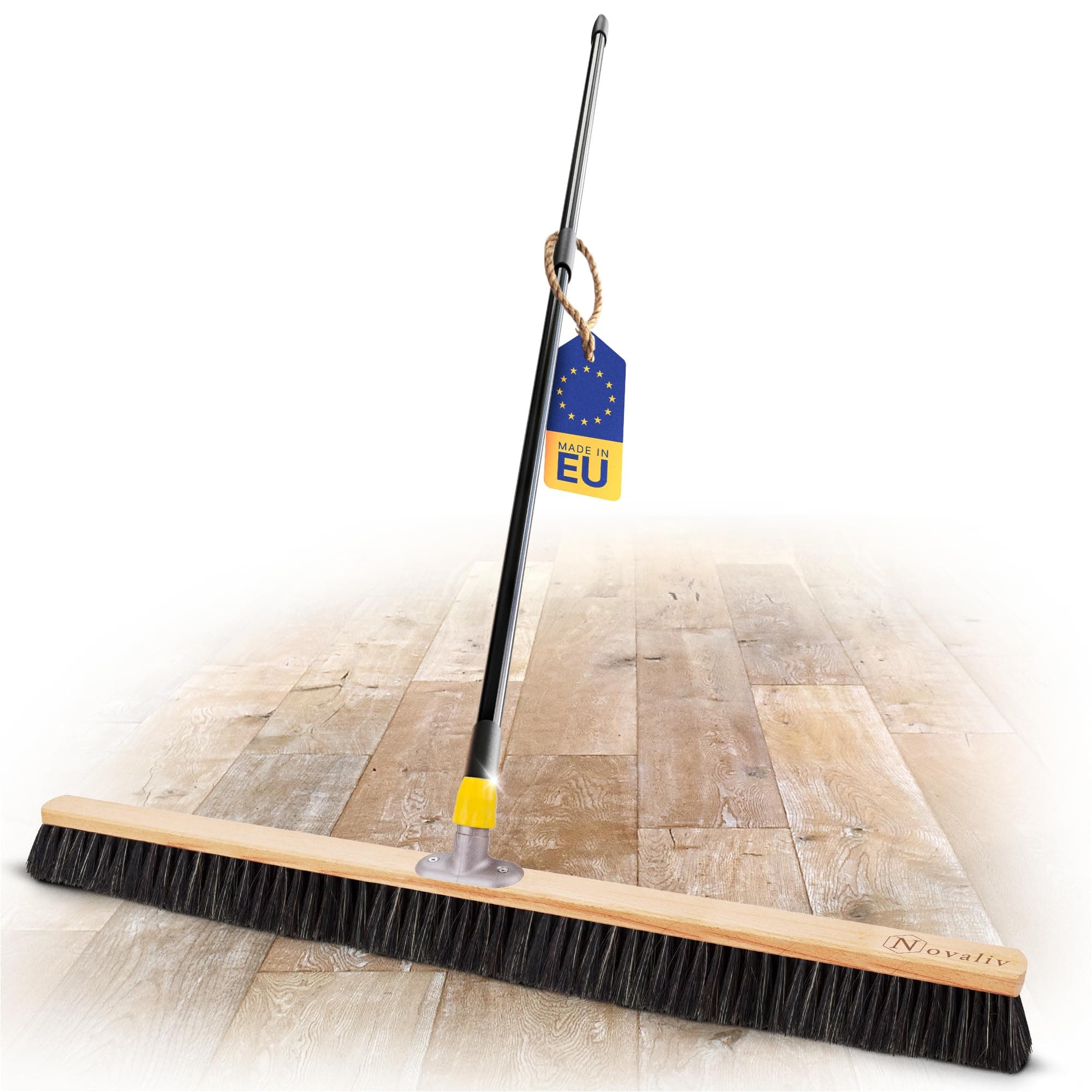 Novaliv Feinstaubbesen mit Rosshaarmischung I 100cm mit Teleskopstiel I Kehrbesen Hofbesen Werkstattbesen Großraumbesen 1 100 cm Besen mit Teleskopstiel