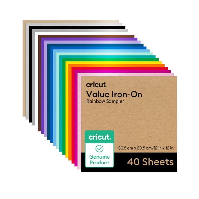 Cricut Plotterfolie Textil im Vorteilspack | 40 Blatt | 30,5 cm x 30,5 cm | Textil-Flexfolie für Plotter (Iron-On) für alle Cricut Schneidemaschinen | Sortenpaket
