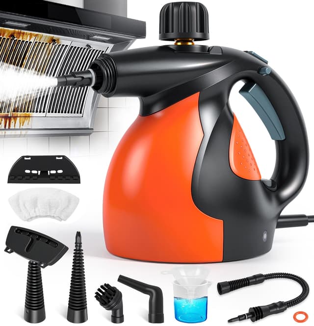 DeeprBlu Dampfreiniger Handgerät, 1300W Tragbarer Dampfreiniger mit 11 Zubehörteilen, Handdampfreiniger für Alles mit Doppelte Sicherheitsverriegelung, Dampfreinigers Polstermöbel für Sofas und Küchen