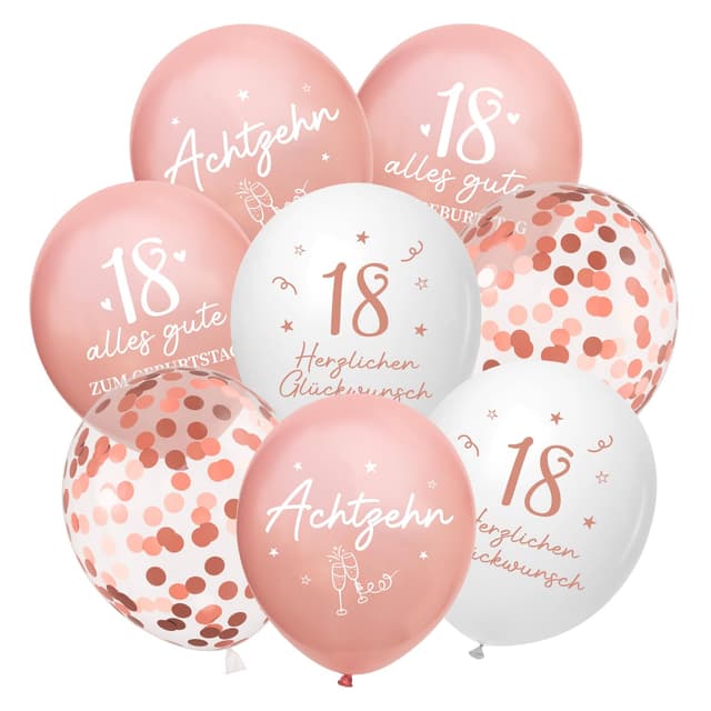 Luftballons 18 Jahre Geburtstag, 24 Stück Deko 18. Geburtstags Mädchen Frauen, 18 Alles Gute zum Geburtstag Ballons, Roségold 18. Geburtstagsdeko, 18th Birthday Ballon für Freundin Tochter Roségold 18 Jahre