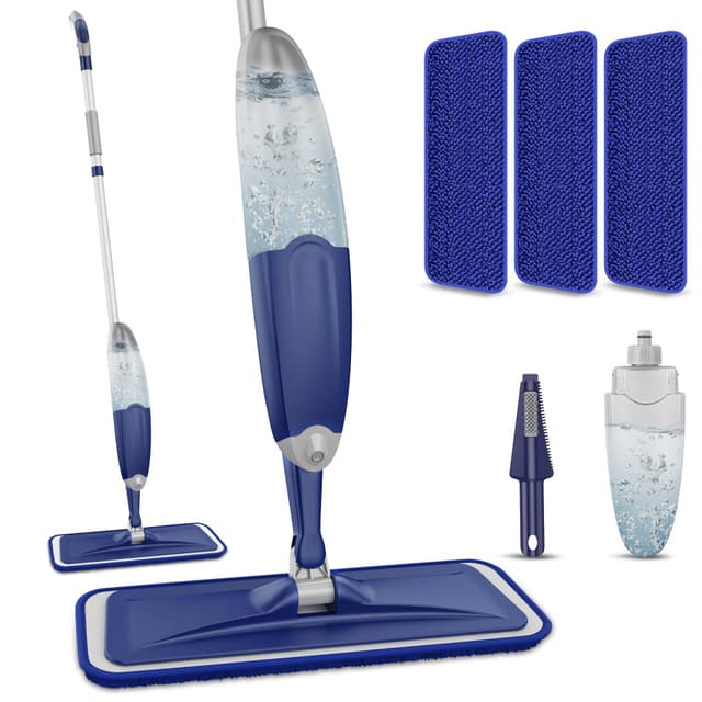 Sprühwischer Bodenwischer mit Sprühfunktion, Wischmopp mit Sprühfunktion Wischer Boden Spray Mop mit wassertank und 3 Waschbaren Mopp Pads für Hartholz, Marmor, Laminat Bodenreinigung