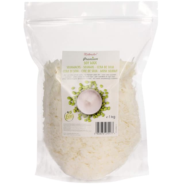 Premium Sojawachs von Materialix - 1kg natürliches Öko-Soja-Wachs-Flocken - Kerzenwachs zum Gießen - Wachs Kerzen - Kerzenwachs Granulat - Wachs zum Kerzen Gießen - Soy Candle Wax