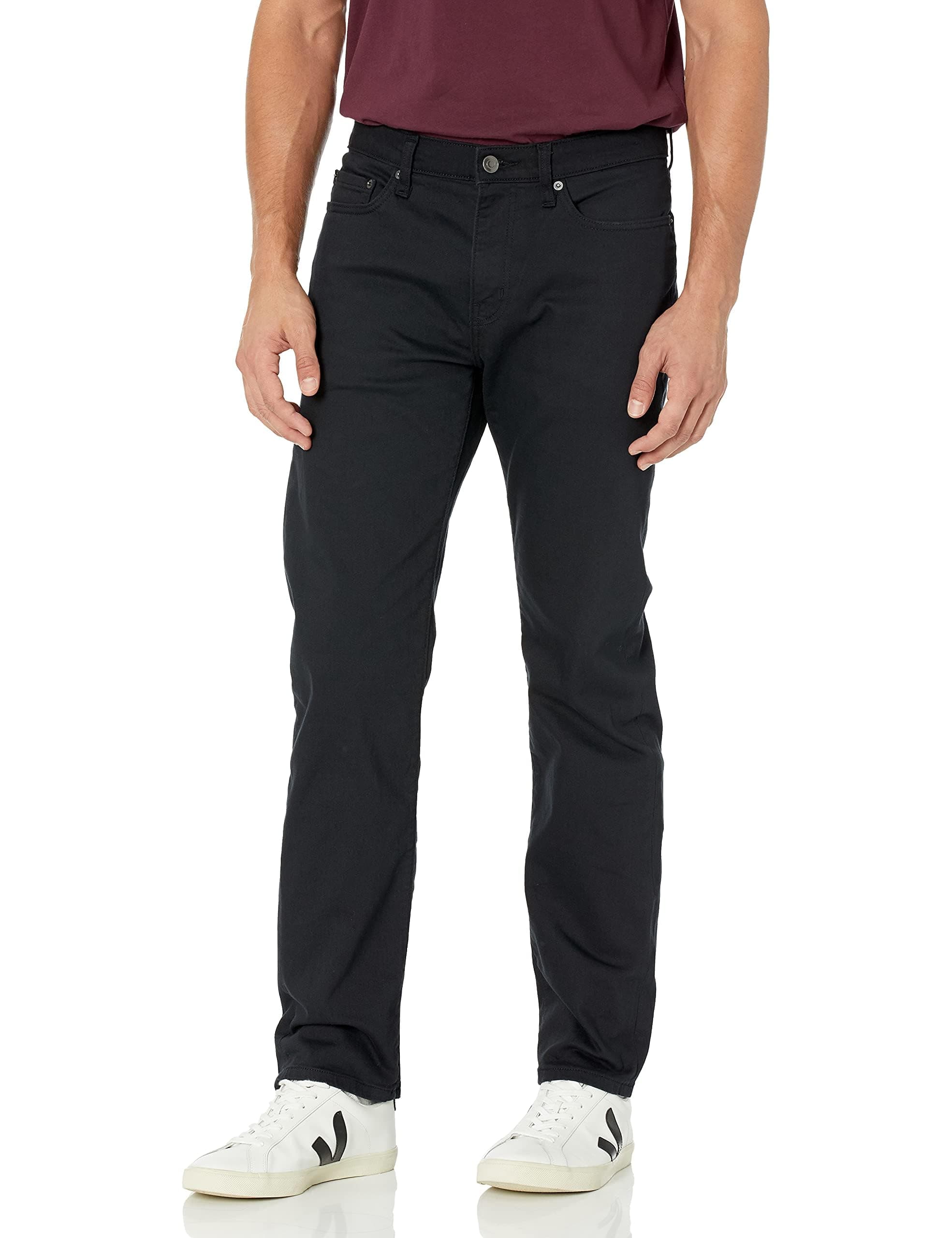 Amazon Essentials Herren Stretchjeans, Gerade Geschnitten - Auslauffarben 34W / 32L Schwarz
