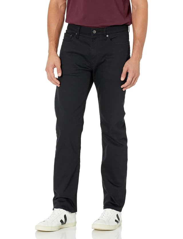 Amazon Essentials Herren Stretchjeans, Gerade Geschnitten - Auslauffarben 34W / 32L Schwarz