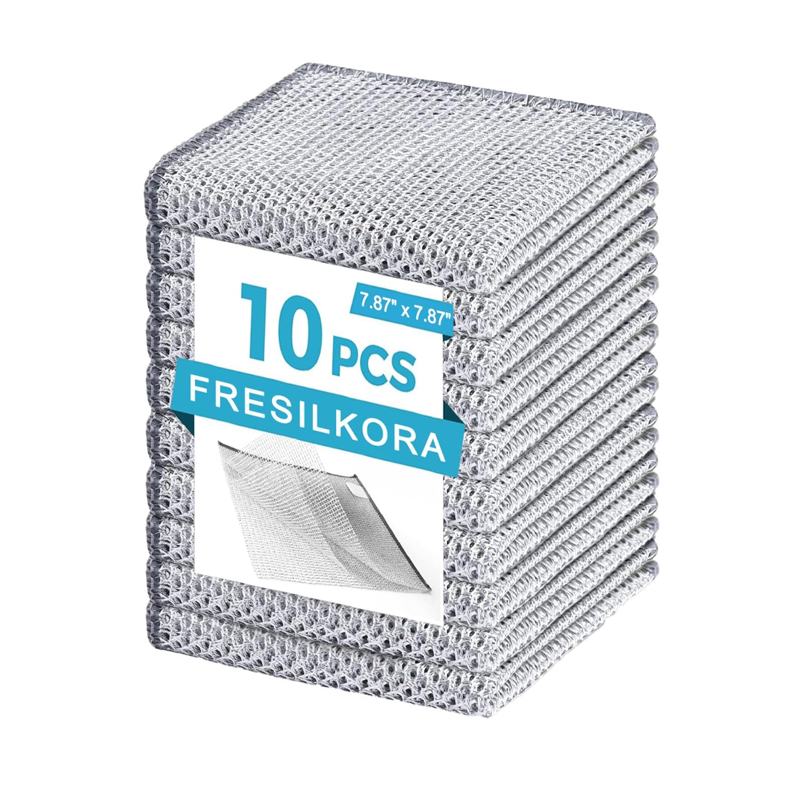 Fresilkora Edelstahl Spültücher, Stahlwolle Spüllappen Waschbar Stahlschwamm, Silberputztuch Reinigungstücher Putzlappen für Küche, Wiederverwendbare küchenlappen für Töpfe Pfannen (10 stück)