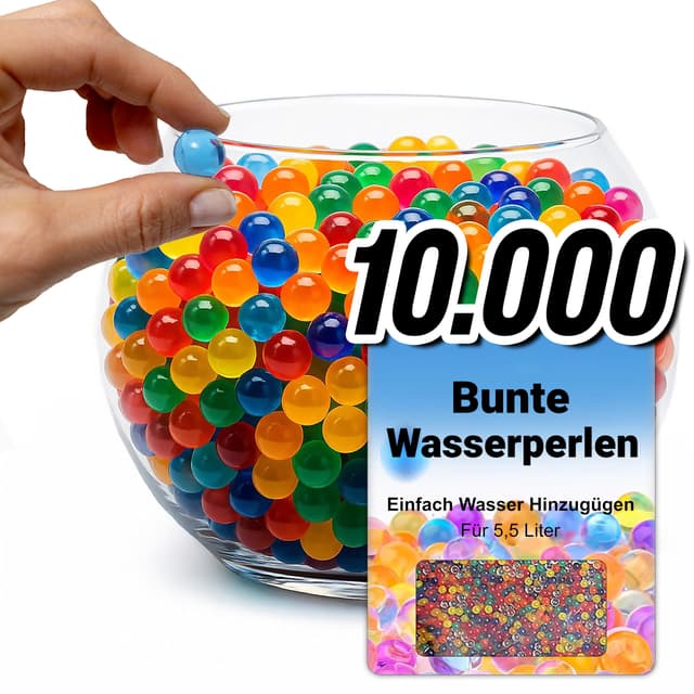 comforder – Wasserperlen für Pflanzen, Bunt Set ca. 10.000 Hydroperlen – Deko Gelperlen für Pflanzen in Vase, Gelkugeln gemischte Farbe Mehrfarbig 10.000 pcs.
