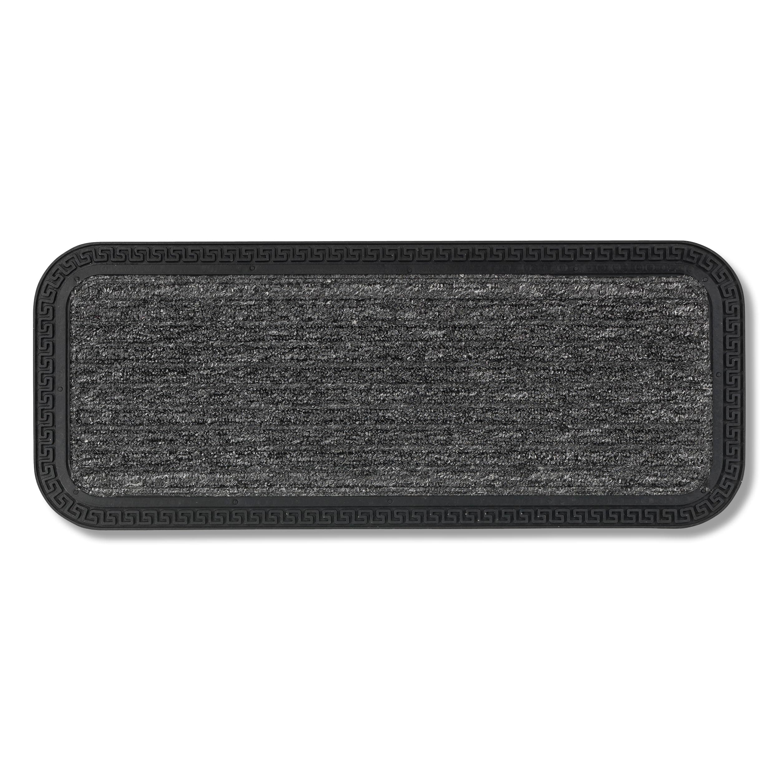 Fußmatte Außen & Innen - 25x60 cm - Grau Linien - Sauberlauf Türmatte rutschfest - Schmutzfangmatte sehr strapazierfähig - Fussmatte aussen Stufen 25 x 60 cm (Rechteckig) Grau Linien