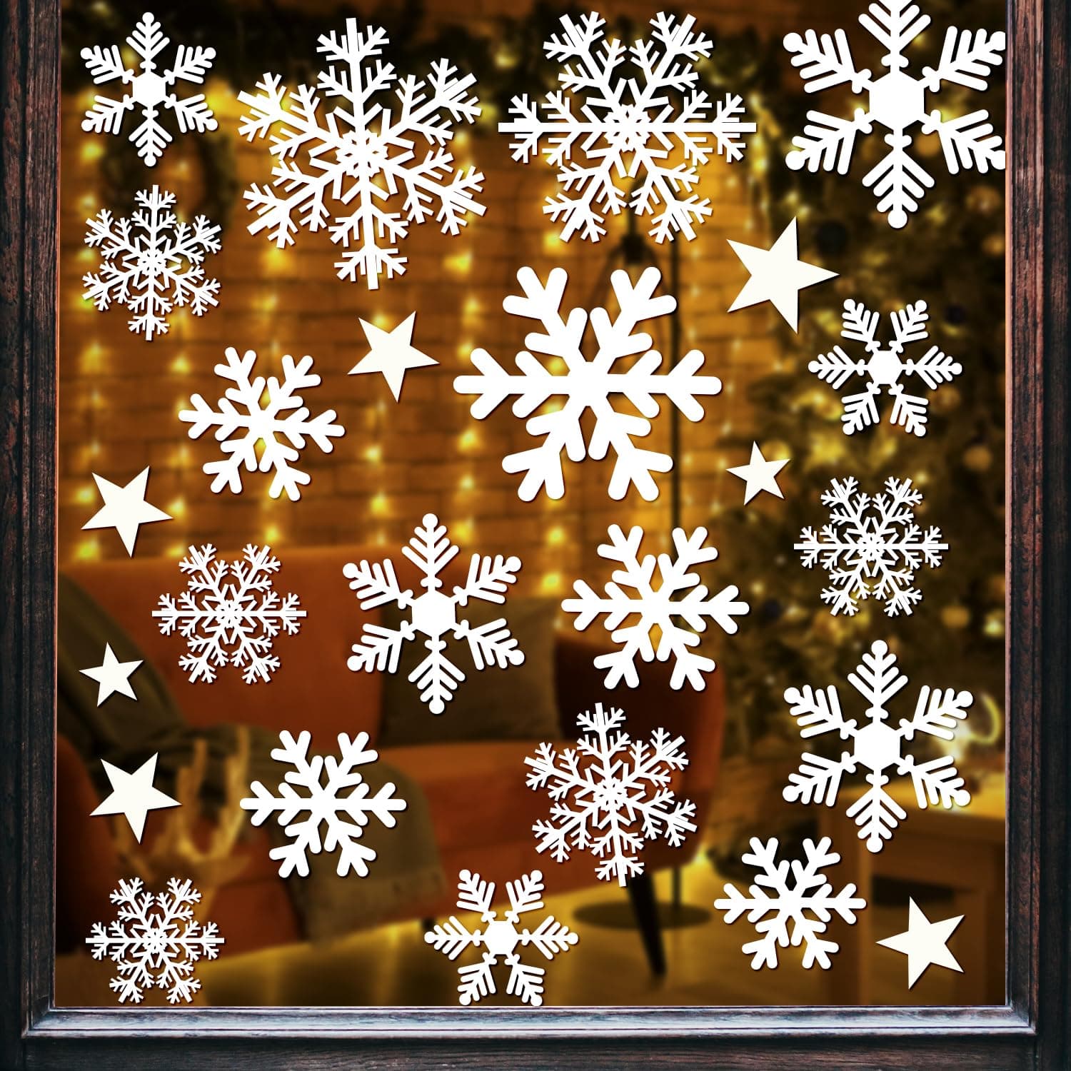 Alintor Weihnachtsdeko Innen, 250 Stk Fensterbilder Weihnachten, Pvc Weihnachtsdeko Fenster, Fensterdeko Weihnachten, Schneeflocken Fensterbilder für Weihnachten Deko