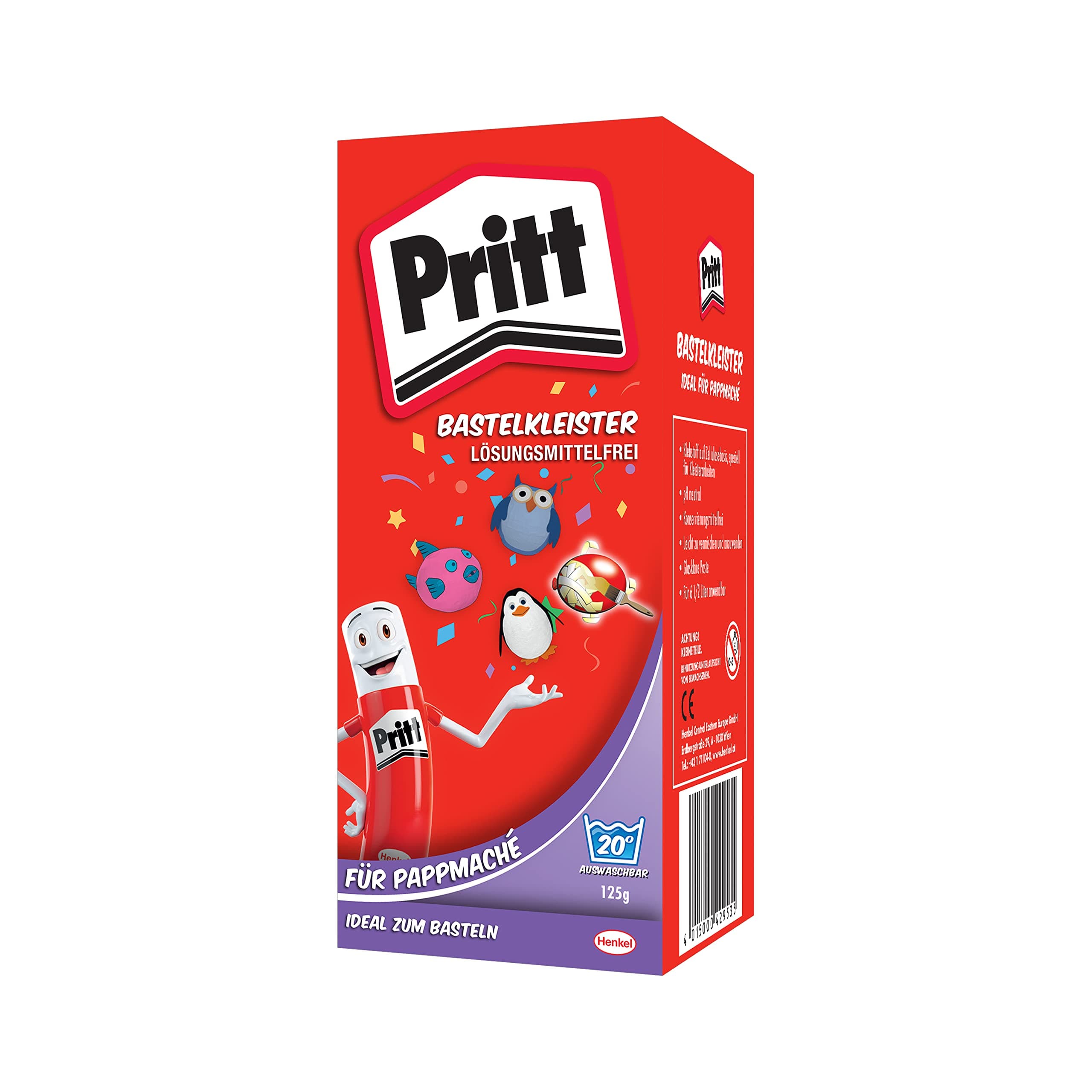 Pritt Bastelkleister Pappmaché, sicher für Kinder, mit warmen Wasser auswaschbar, frei von Konservierungs- und Lösungsmitteln, 125g Pulver, 9H PMP12 Bastelkleister Vorgänger