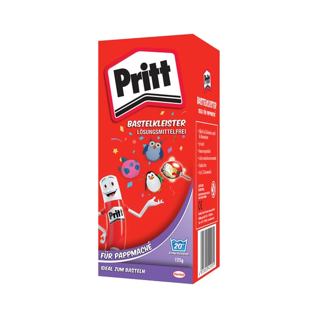 Pritt Bastelkleister Pappmaché, sicher für Kinder, mit warmen Wasser auswaschbar, frei von Konservierungs- und Lösungsmitteln, 125g Pulver, 9H PMP12 Bastelkleister Vorgänger