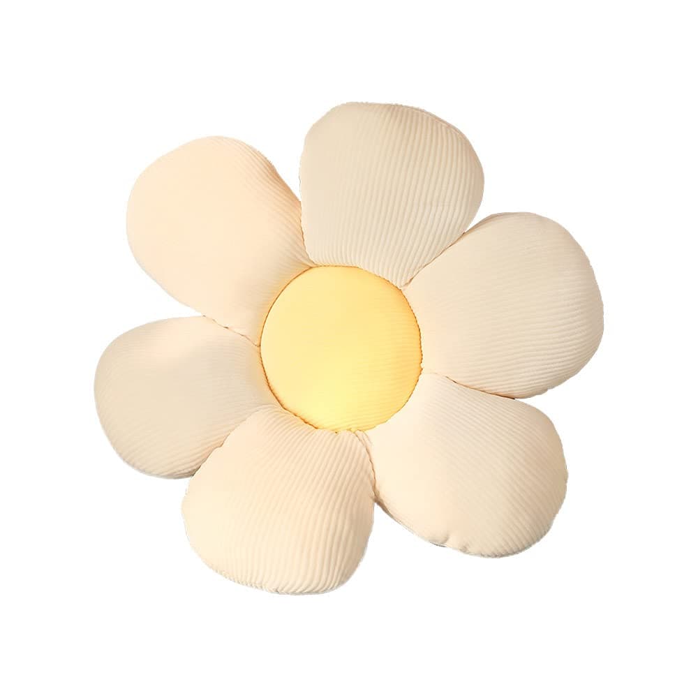 ACYOUNG Blumenboden Kissen Tatami Blumenförmiges Plüsch-Dekor der bequemen Sitzkissen für Kinderzimmer Hause Sofa Dekoration (40 x 40 cm,Weiß & Gelb - a) 40 x 40 cm Weiß & Gelb - A